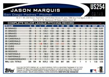 2012 Topps Update - Black #US254 Jason Marquis Back