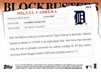 2012 Topps Update - Blockbusters #BB-8 Miguel Cabrera Back