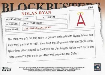 2012 Topps Update - Blockbusters #BB-9 Nolan Ryan Back