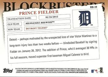 2012 Topps Update - Blockbusters #BB-10 Prince Fielder Back