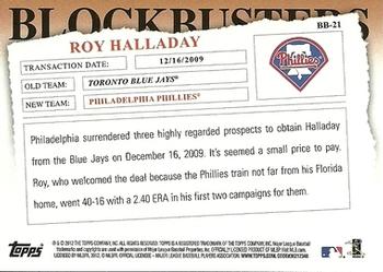 2012 Topps Update - Blockbusters #BB-21 Roy Halladay Back