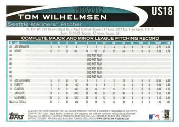 2012 Topps Update - Gold #US18 Tom Wilhelmsen Back