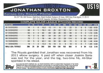 2012 Topps Update - Gold #US19 Jonathan Broxton Back