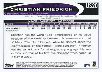 2012 Topps Update - Gold #US20 Christian Friedrich Back