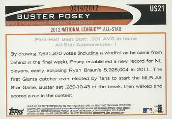 2012 Topps Update - Gold #US21 Buster Posey Back