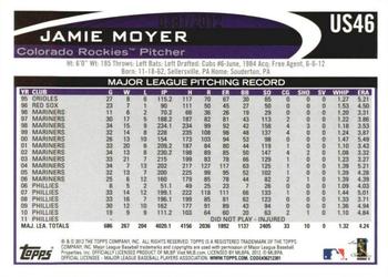 2012 Topps Update - Gold #US46 Jamie Moyer Back