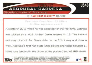 2012 Topps Update - Gold #US48 Asdrubal Cabrera Back