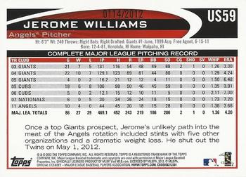2012 Topps Update - Gold #US59 Jerome Williams Back
