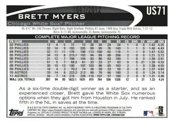 2012 Topps Update - Gold #US71 Brett Myers Back