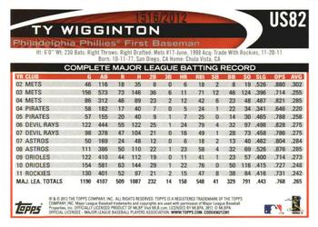 2012 Topps Update - Gold #US82 Ty Wigginton Back