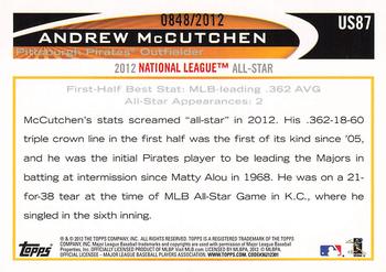 2012 Topps Update - Gold #US87 Andrew McCutchen Back