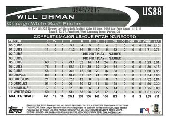 2012 Topps Update - Gold #US88 Will Ohman Back