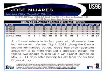 2012 Topps Update - Gold #US96 Jose Mijares Back
