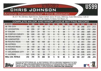 2012 Topps Update - Gold #US99 Chris Johnson Back