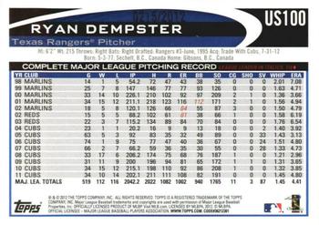 2012 Topps Update - Gold #US100 Ryan Dempster Back