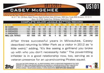 2012 Topps Update - Gold #US101 Casey McGehee Back