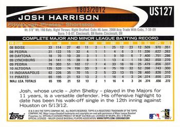 2012 Topps Update - Gold #US127 Josh Harrison Back