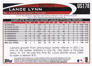 2012 Topps Update - Gold #US178 Lance Lynn Back