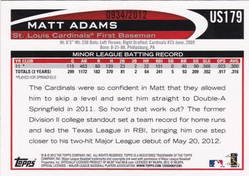 2012 Topps Update - Gold #US179 Matt Adams Back