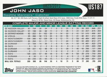 2012 Topps Update - Gold #US187 John Jaso Back