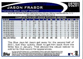 2012 Topps Update - Gold #US201 Jason Frasor Back