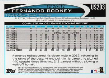 2012 Topps Update - Gold #US203 Fernando Rodney Back