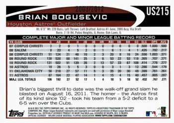 2012 Topps Update - Gold #US215 Brian Bogusevic Back
