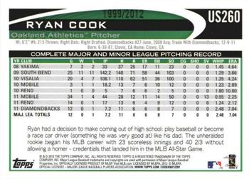 2012 Topps Update - Gold #US260 Ryan Cook Back