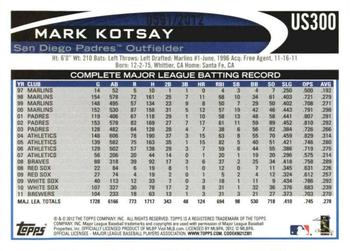 2012 Topps Update - Gold #US300 Mark Kotsay Back