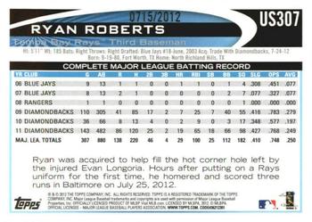 2012 Topps Update - Gold #US307 Ryan Roberts Back