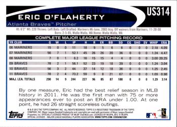2012 Topps Update - Gold #US314 Eric O'Flaherty Back