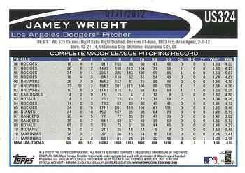 2012 Topps Update - Gold #US324 Jamey Wright Back