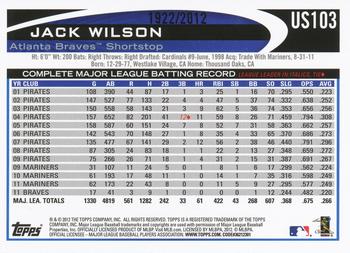 2012 Topps Update - Gold #US103 Jack Wilson Back
