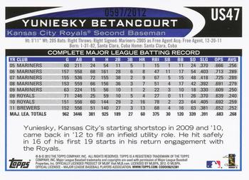 2012 Topps Update - Gold #US47 Yuniesky Betancourt Back