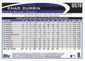 2012 Topps Update - Gold #US78 Chad Durbin Back