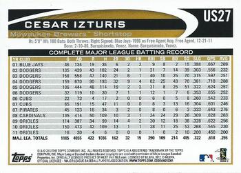 2012 Topps Update - Gold Sparkle #US27 Cesar Izturis Back