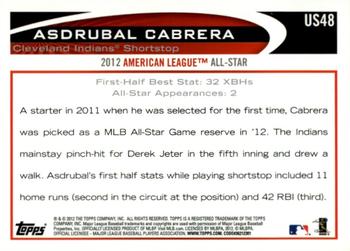 2012 Topps Update - Gold Sparkle #US48 Asdrubal Cabrera Back