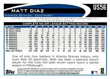 2012 Topps Update - Gold Sparkle #US56 Matt Diaz Back