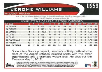 2012 Topps Update - Gold Sparkle #US59 Jerome Williams Back