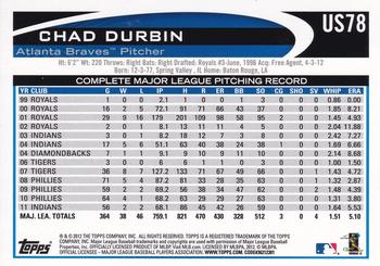 2012 Topps Update - Gold Sparkle #US78 Chad Durbin Back