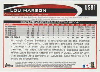 2012 Topps Update - Gold Sparkle #US81 Lou Marson Back