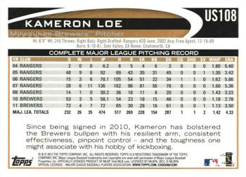 2012 Topps Update - Gold Sparkle #US108 Kameron Loe Back