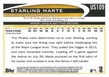 2012 Topps Update - Gold Sparkle #US109 Starling Marte Back