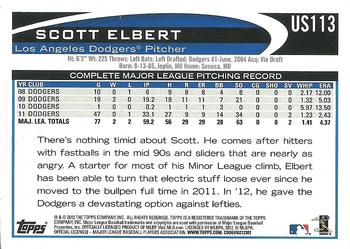 2012 Topps Update - Gold Sparkle #US113 Scott Elbert Back