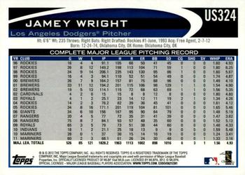 2012 Topps Update - Gold Sparkle #US324 Jamey Wright Back
