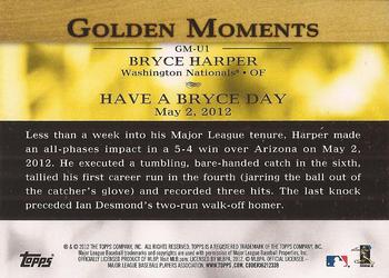 2012 Topps Update - Golden Moments #GM-U1 Bryce Harper Back