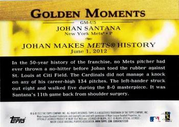 2012 Topps Update - Golden Moments #GM-U5 Johan Santana Back