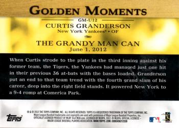 2012 Topps Update - Golden Moments #GM-U12 Curtis Granderson Back