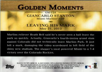 2012 Topps Update - Golden Moments #GM-U24 Giancarlo Stanton Back