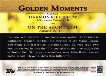 2012 Topps Update - Golden Moments #GM-U28 Harmon Killebrew Back